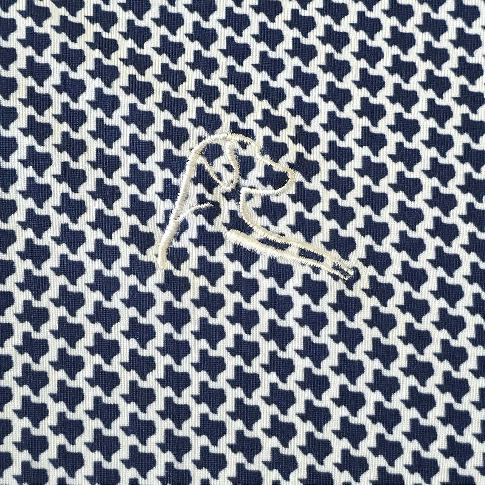 Rhoback Blue Texas Geometric Print Polo Shirt Size Large Stretch Performance - Picture 3 of 8